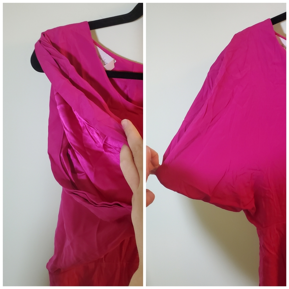 Jennifer Hope Dark Hot Pink Silk Sheath Dress Size 2 ~ Lightweight ~ Versatile - Picture 3 of 9